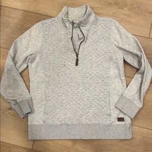 L.L. Bean Light Gray Half-Zip Quilted Pullover